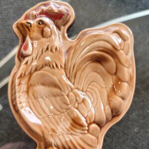 Hand Made Vintage Oven Rooster Spoon Holder Kitchen Utensil Tray